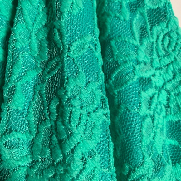 Mint Lace Short Dress with Tulle Lining Satin Bow - Picture 4 of 8